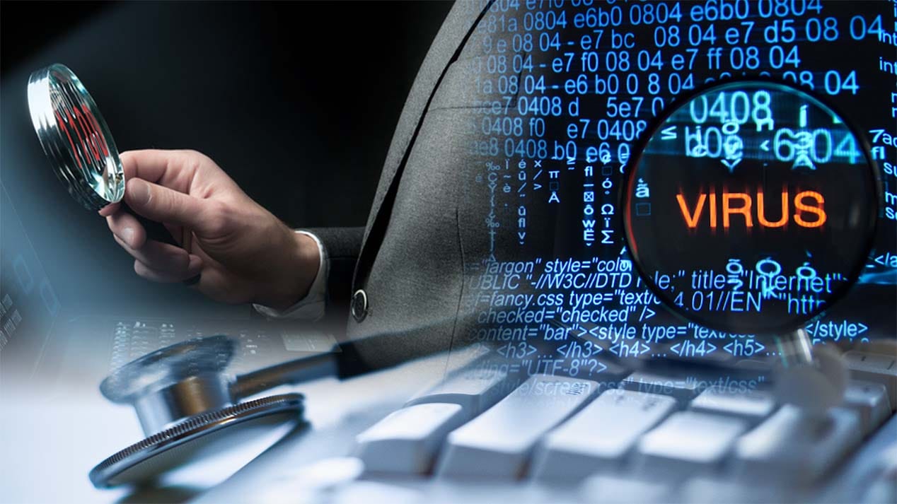 Computer virus detection with magnifying glass - Virus removal service in Canberra Dickson